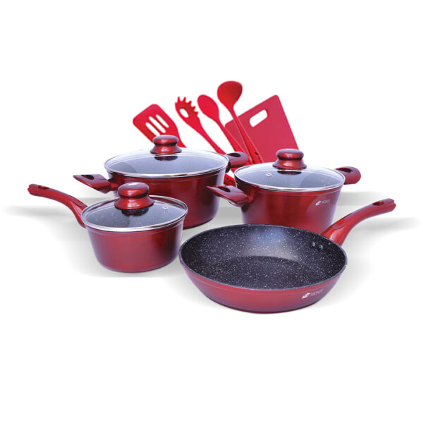 Juego de Ollas Monix Mármol Rojo 12pzs