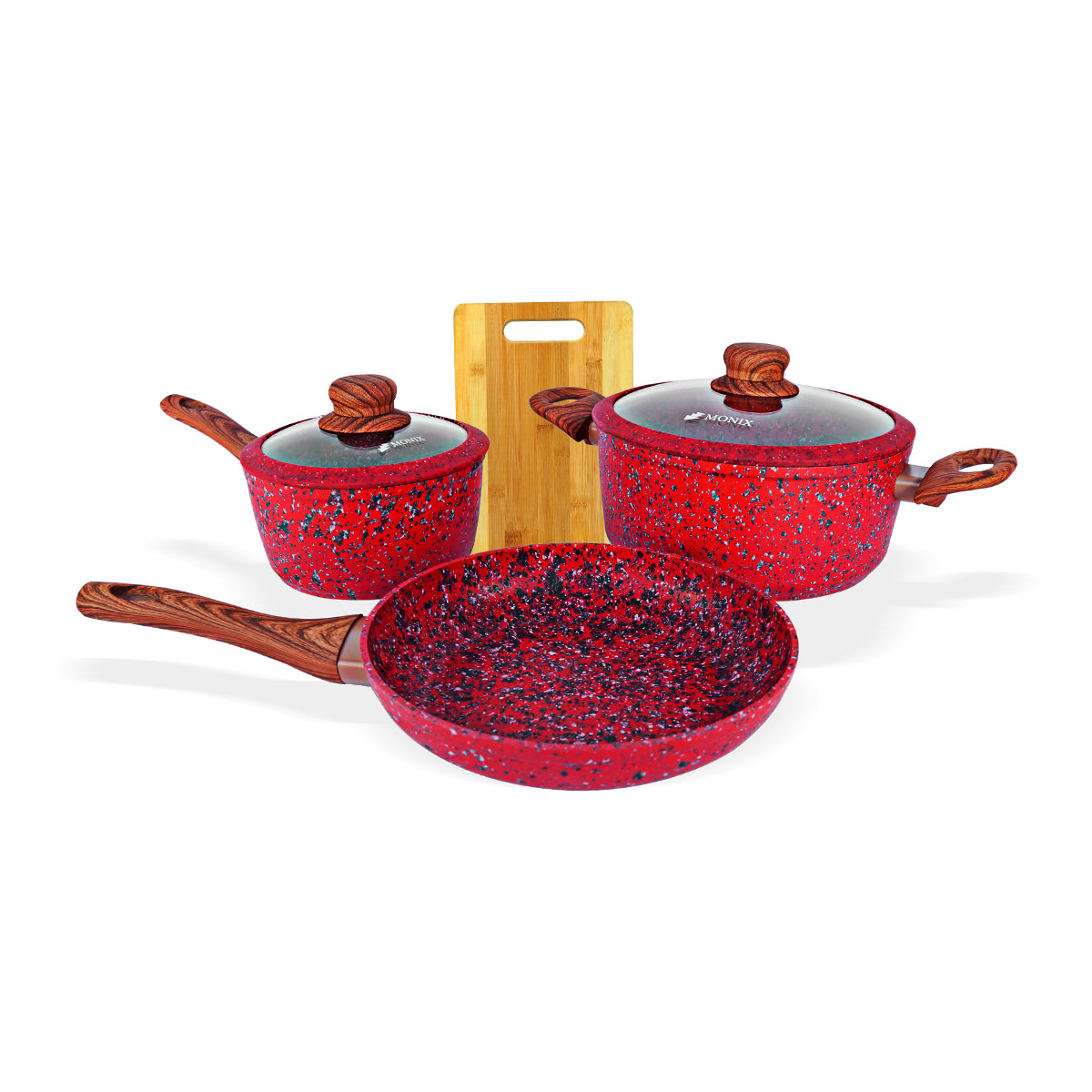 Juego de Ollas Monix Granito Rojo- 6 Pzs