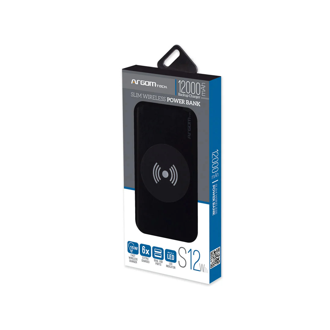 Power Bank Externa S12W ARGOM Magnética – 12000 mAh - Image 2