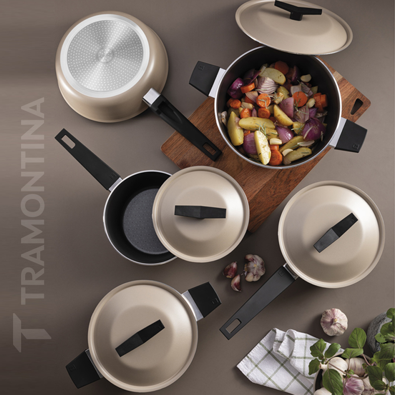 Juego de Ollas Tramontina Antiadherente Starflon Excellent Arena- 5 Pzs - Image 2