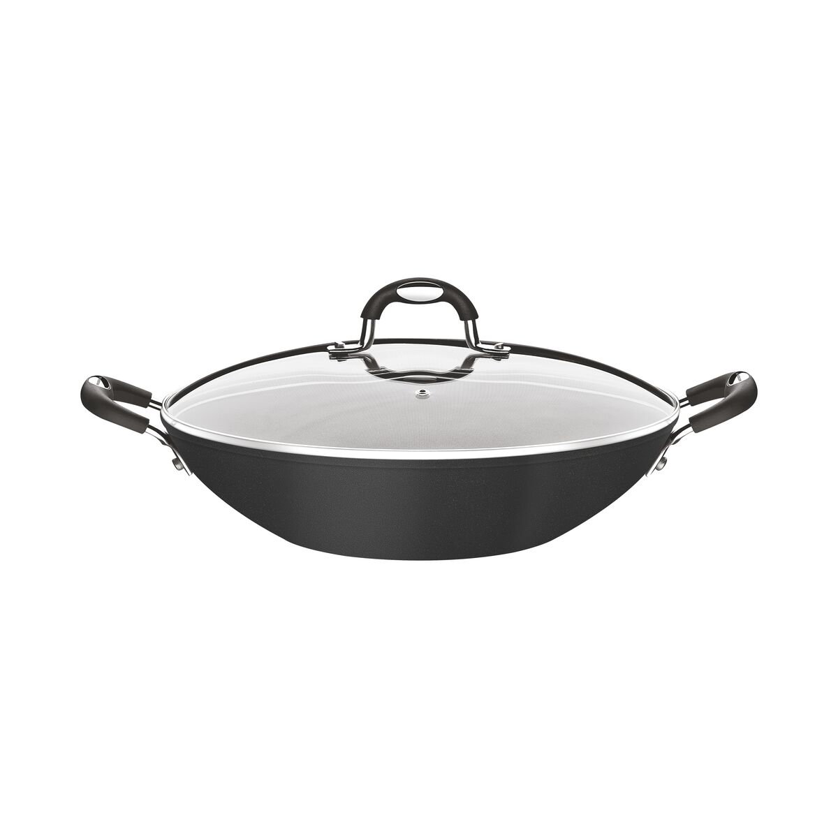Wok con Tapa Tramontina Mônaco Antiadherente Starflon Premium Negro- 32cm